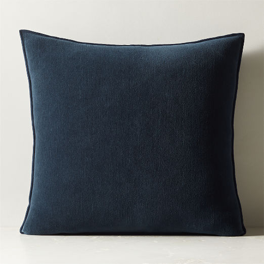 Doux Navy Blue Cotton Throw Pillow with Feather-Down Insert 23"