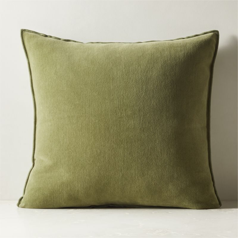 Doux Smoked Green Cotton Throw Pillow with Down Alternative Insert 23 Reviews CB2 Canada