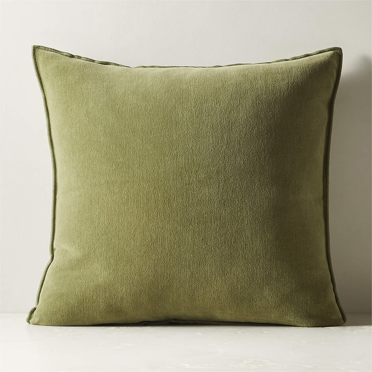 Doux Smoked Green Cotton Throw Pillow Cover 23" CB2