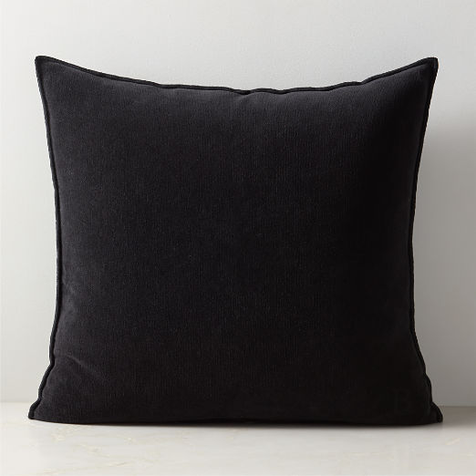 Doux Black Cotton Throw Pillow 23''