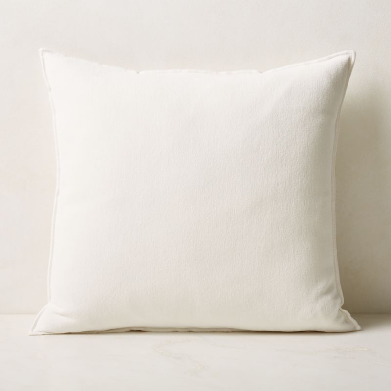 View Doux White Cotton Throw Pillow with Down-Alternative Insert 23'' details