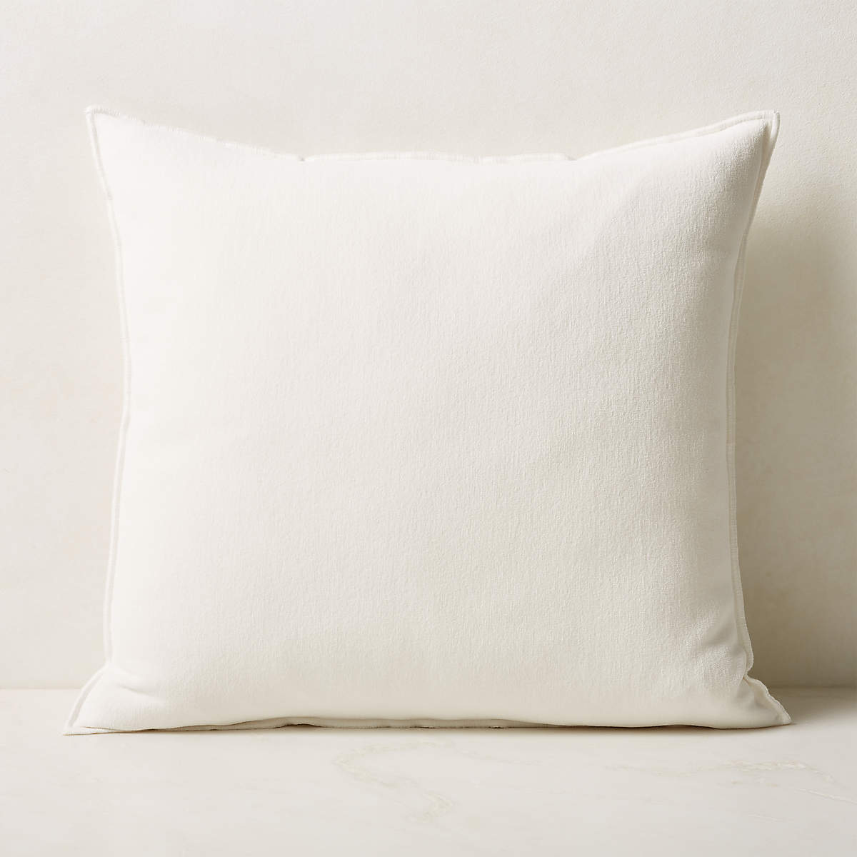 Doux White Cotton Modern Throw Pillow with FeatherDown Insert 23
