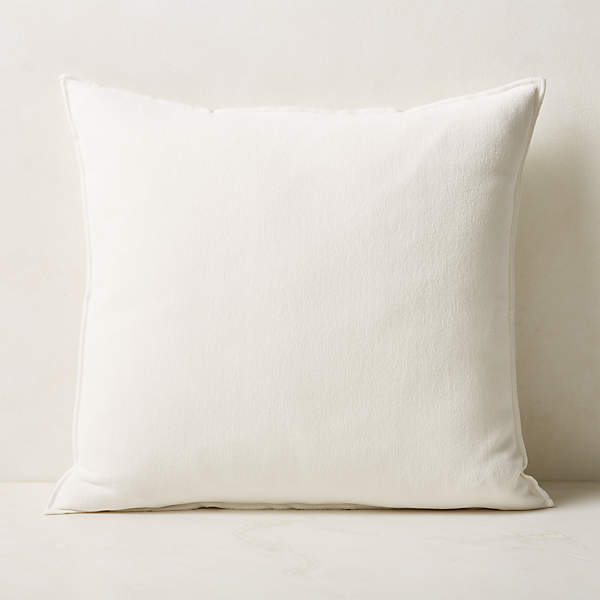 White Boucle Modern Throw Pillow with Feather-Down Insert 23 +