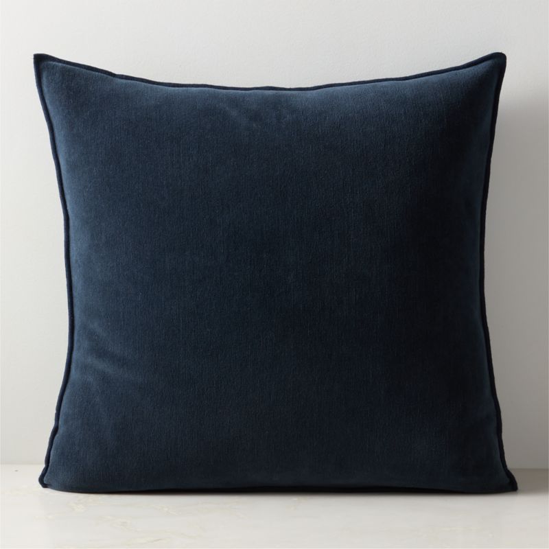 View Doux Navy Blue Cotton Throw Pillow with Down-Alternative Insert 23"x23" details