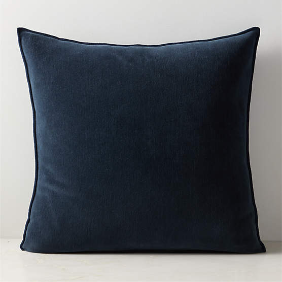 Doux Navy Blue Cotton Throw Pillow with Down-Alternative Insert 23"