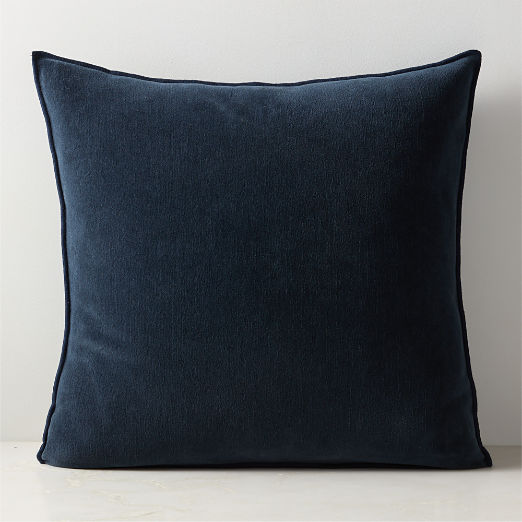 Doux Navy Blue Cotton Throw Pillow with Down-Alternative Insert 23"x23"