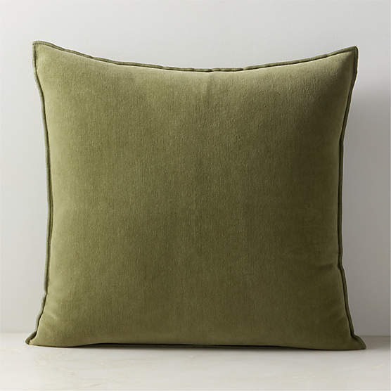 Doux Smoked Green Cotton Throw Pillow with Down-Alternative Insert 23"