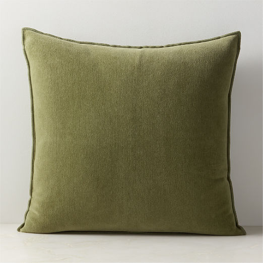 Doux Smoked Green Cotton Throw Pillow Cover 23"x23"