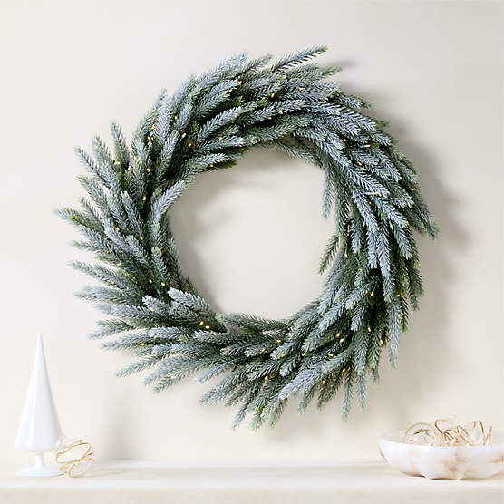 Faux Downswept Pine Pre-Lit LED Holiday Wreath with Warm White Lights 30"