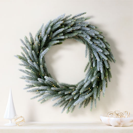 Faux Downswept Pine Pre-Lit LED Holiday Wreath with Warm White Lights 30"