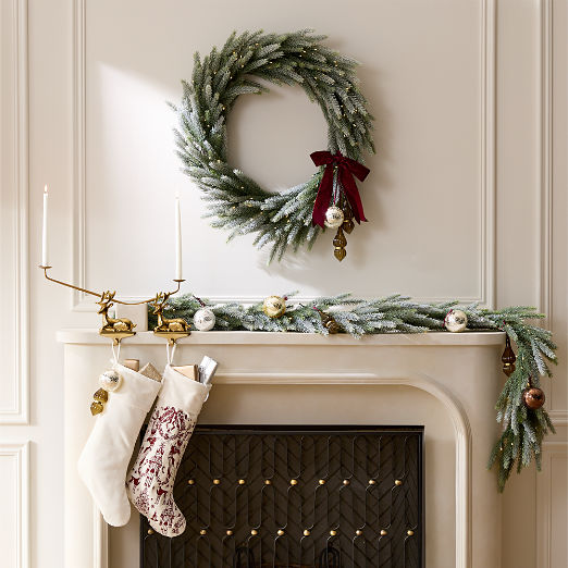 Faux Downswept Pine Pre-Lit LED Holiday Wreath with Warm White Lights 30"