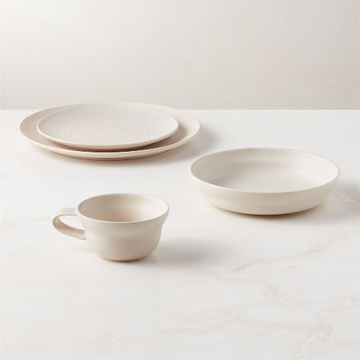 Downtown 4-Piece Off-White Dinnerware Set with Pasta Bowl