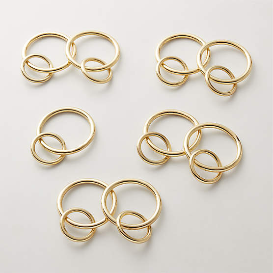 Polished Brass Curtain Rings Set of 9