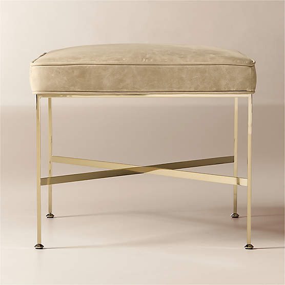 Director Tan Leather Ottoman Model 1201 by Paul McCobb