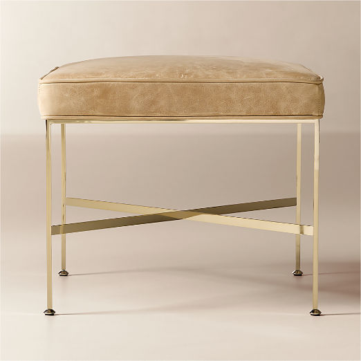 Director Off White Leather Ottoman Model 1201 by Paul McCobb