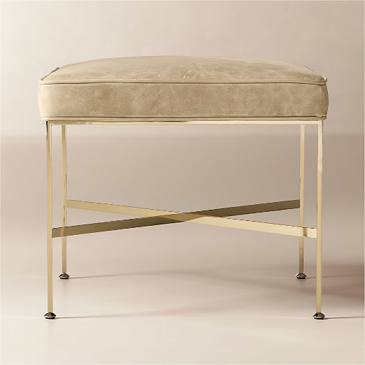 Director Tan Leather Ottoman Model 1201 by Paul McCobb