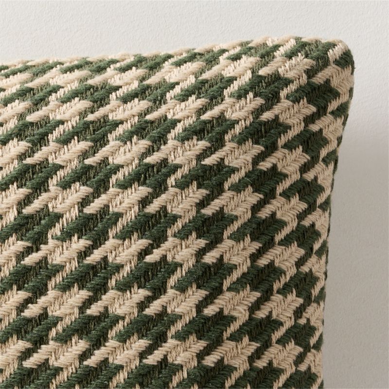 Drew Green And Cream Houndstooth Wool And Cotton Throw Pillow With Down-Alternative Insert 20"x20" - image 1 of 3