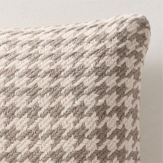 Drew Grey and Warm White Houndstooth Wool And Cotton Throw Pillow 20"x20"