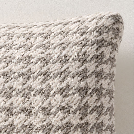 Drew Grey and Warm White Houndstooth Wool And Cotton Throw Pillow 20"x20"