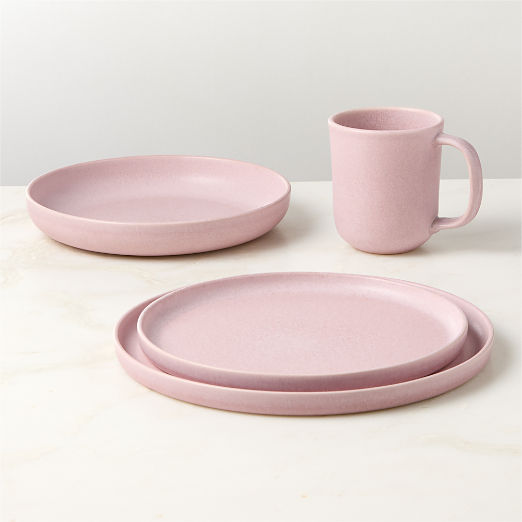 Drift 4-Piece Lilac Dinnerware Set with Pasta Bowl with Reactive Glaze