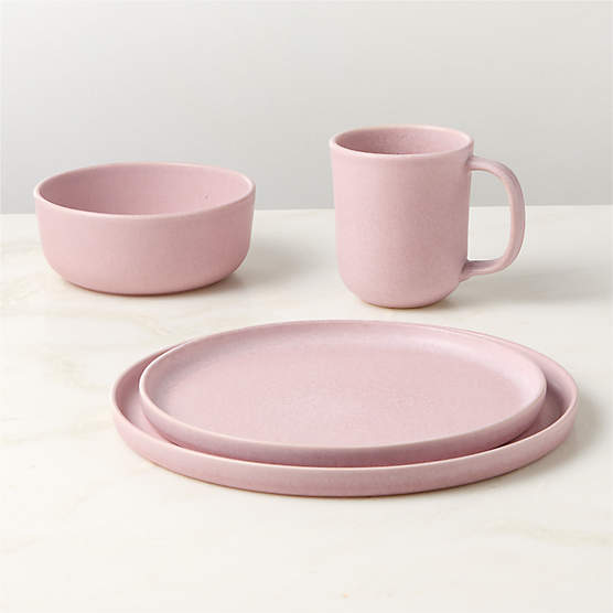 Drift 4-Piece Lilac Dinnerware Set with Soup Bowl with Reactive Glaze