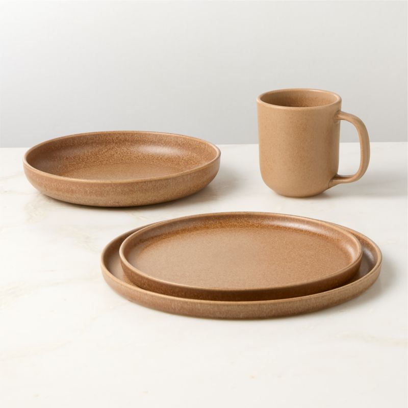 Drift 4-Piece Tan Dinnerware Set with Pasta Bowl with Reactive Glaze - image 0 of 4