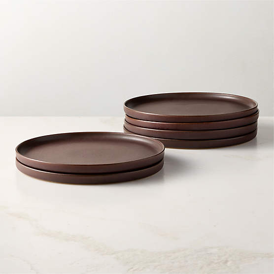 Drift Chocolate Brown Dinner Plates with Reactive Glaze Set of 6