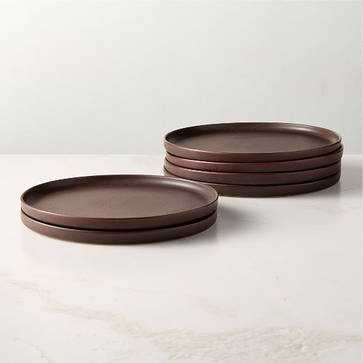 Drift Chocolate Brown Dinner Plates with Reactive Glaze Set of 6