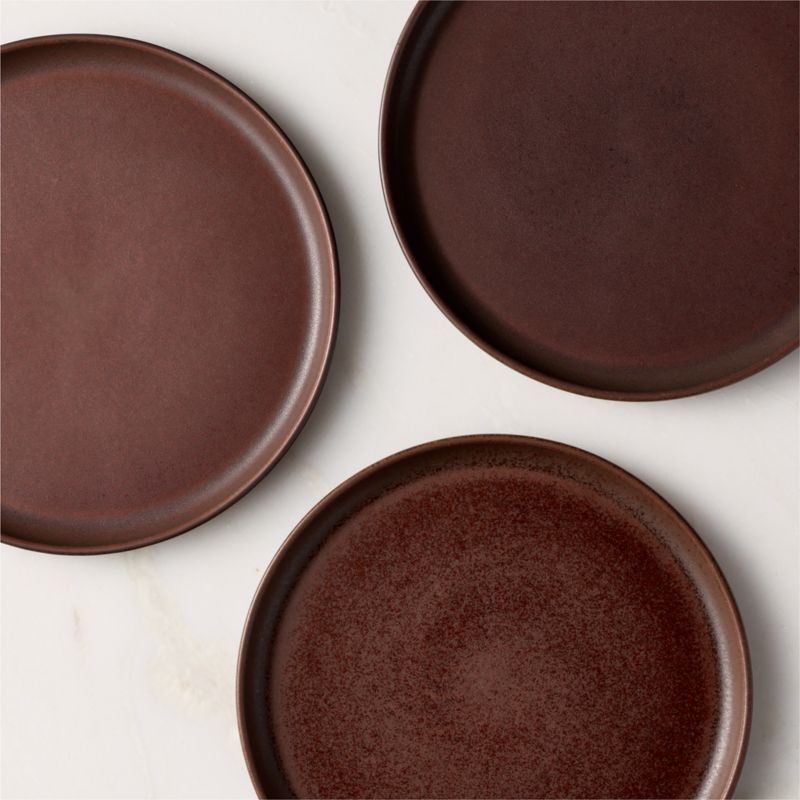 Drift Chocolate Brown Salad Plates with Reactive Glaze Set of 6 - image 2 of 5