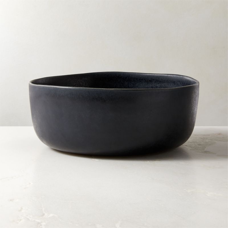 Drift Dark Blue Serving Bowl with Reactive Glaze + Reviews | CB2