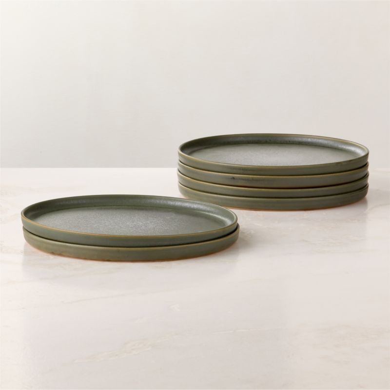 View Drift Green Dinner Plates with Reactive Glaze Set of 6 details