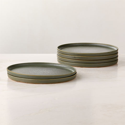 Drift Green Dinner Plates with Reactive Glaze Set of 6