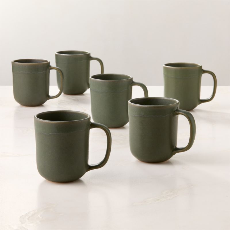 Drift Green Mugs with Reactive Glaze 12oz Set of 6 - image 0 of 4