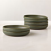 Drift Green Soup Bowls with Reactive Glaze Set of 6