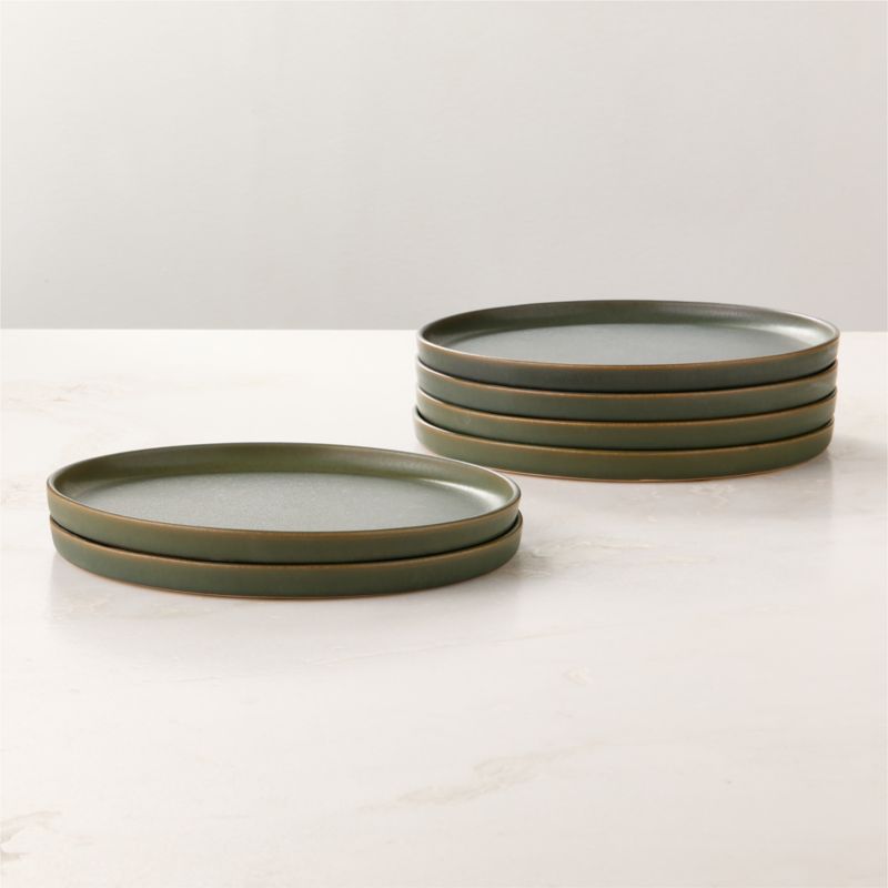 Drift Green Salad Plates with Reactive Glaze Set of 6 - image 0 of 4