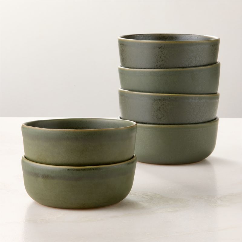 View Drift Green Soup Bowls with Reactive Glaze Set of 6 details