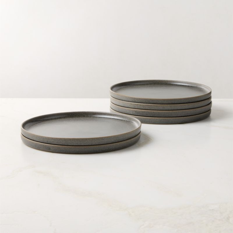 View Drift Grey Dinner Plates with Reactive Glaze Set of 6 details