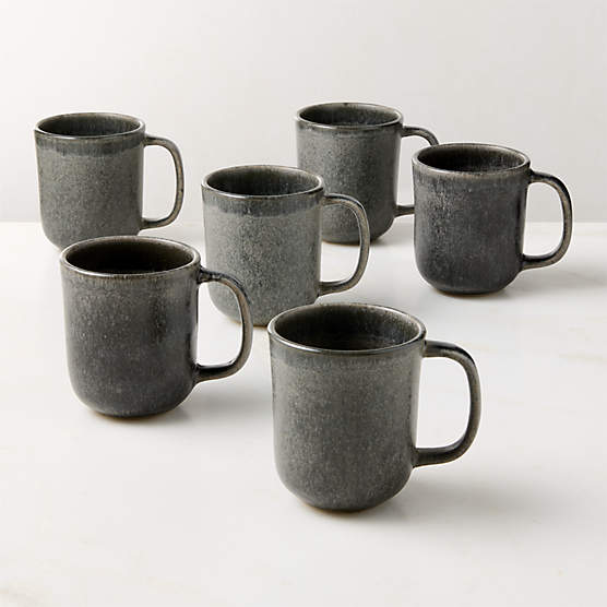 Drift Grey Mugs with Reactive Glaze Set of 6