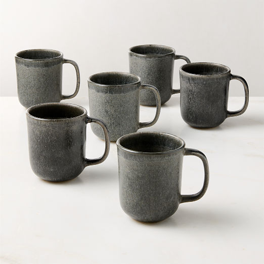 Drift Grey Mugs with Reactive Glaze Set of 6