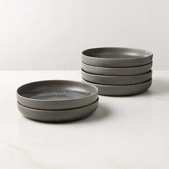 Drift Grey Pasta Bowls with Reactive Glaze Set of 6