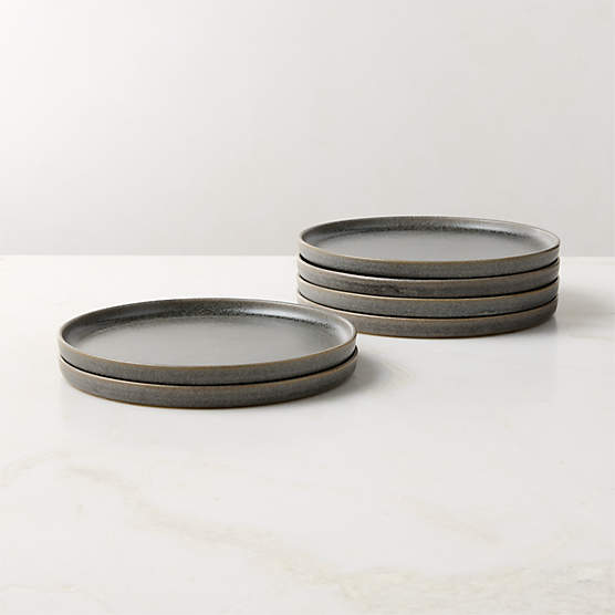 Drift Grey Salad Plates with Reactive Glaze Set of 6