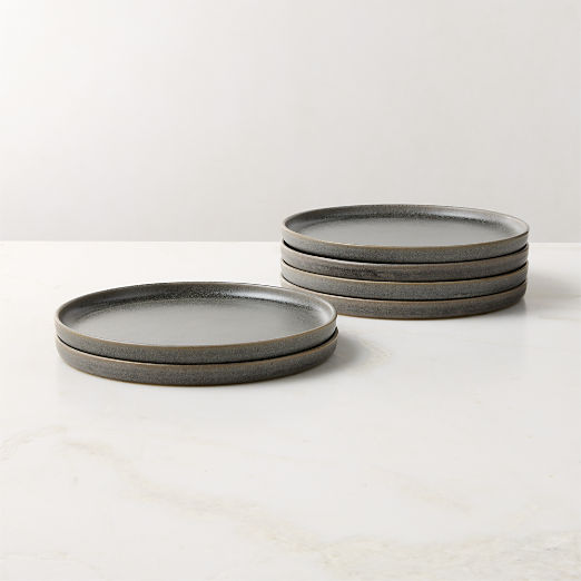 Drift Grey Salad Plates with Reactive Glaze Set of 6
