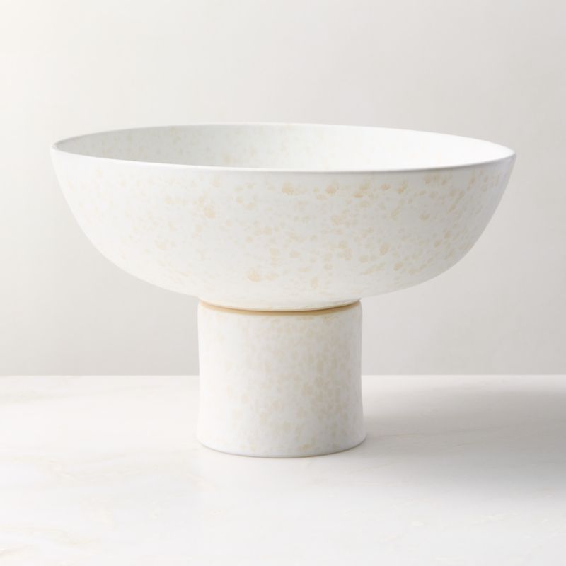 Drift Ivory Pedestal Serving Bowl With Matte Reactive Glaze - image 2 of 3