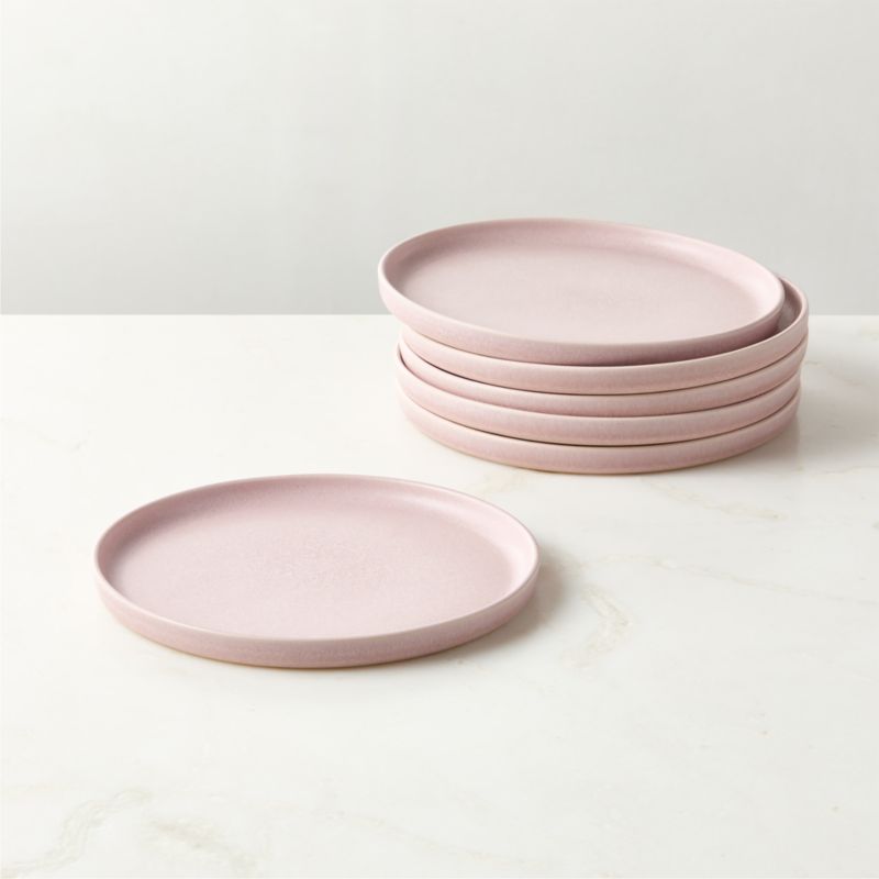 View Drift Lilac Salad Plates with Reactive Glaze Set of 6 details