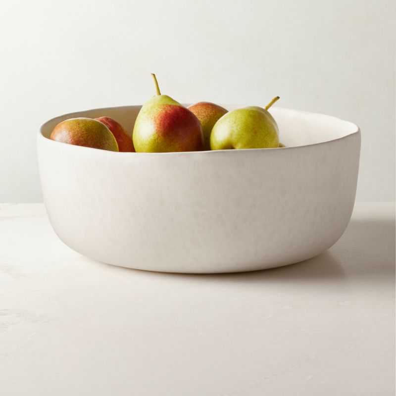 View Drift Ivory Serving Bowl with Matte Reactive Glaze details