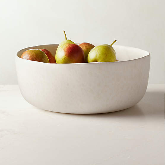 Drift Ivory Serving Bowl with Matte Reactive Glaze