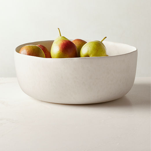 Drift Ivory Serving Bowl with Matte Reactive Glaze