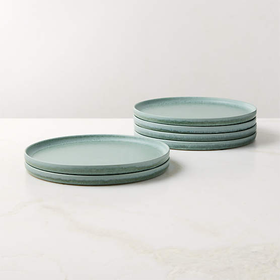 Drift Light Teal Dinner Plates with Reactive Glaze Set of 6