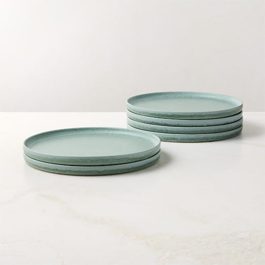 Drift Light Teal Dinner Plates with Reactive Glaze Set of 6