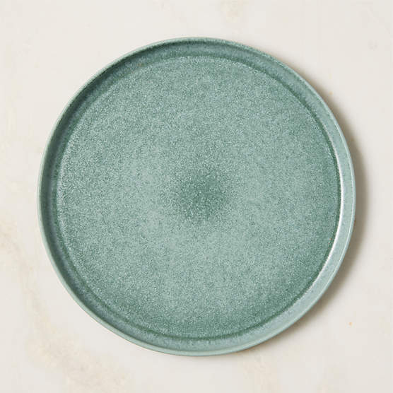 Drift Light Teal Dinner Plate with Reactive Glaze